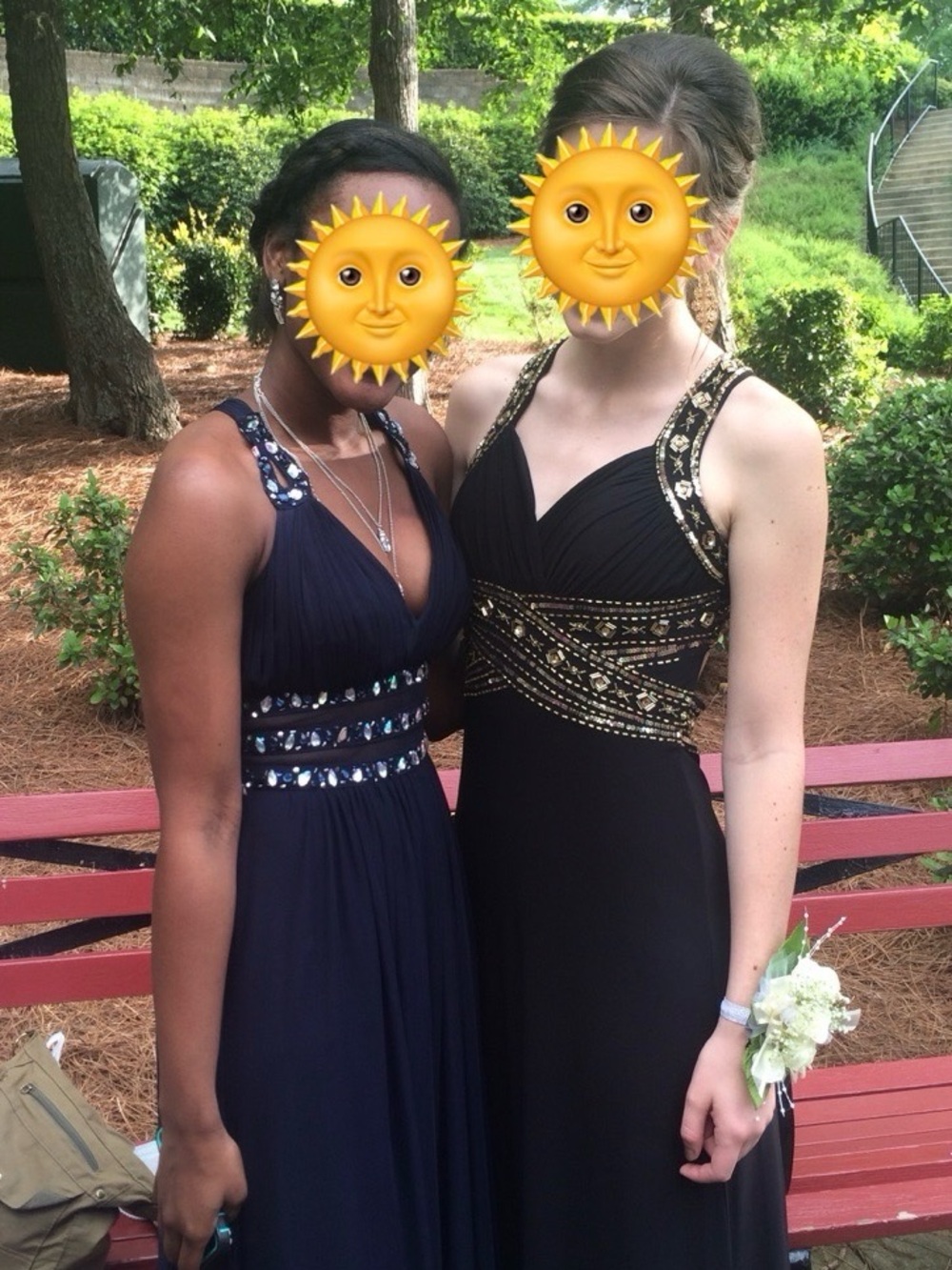 Adrianna Papell Black Prom Dress with Gold Beaded Embellishment